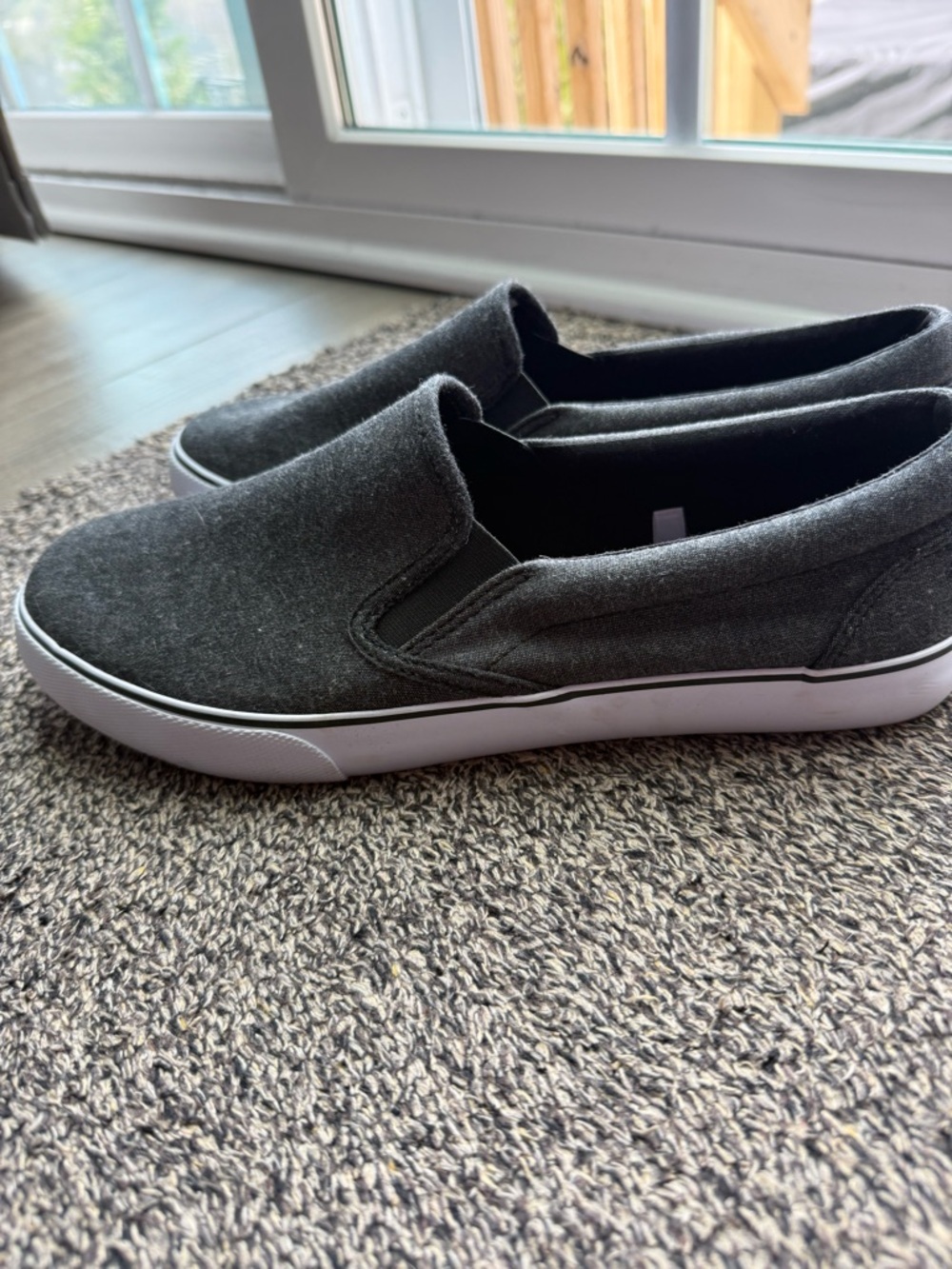 Gray Slip-On Canvas Sneakers with White Sole - Picture 4 of 5